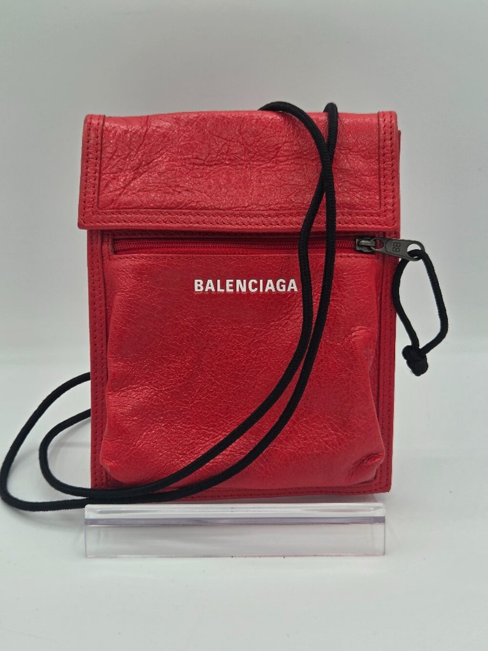 Balenciaga Agneau Arena Small Explorer Crossbody Pouch Red | Italy | Authentic